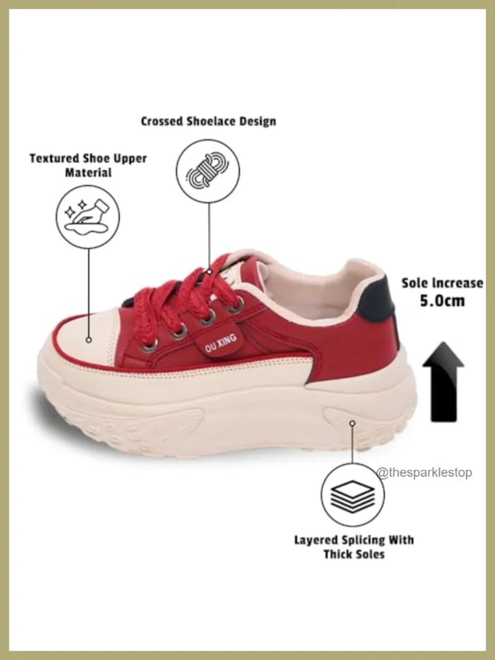 Chunky Platform Sneakers for Women, Thick Soled Non Slip Lace Up Faux Leather